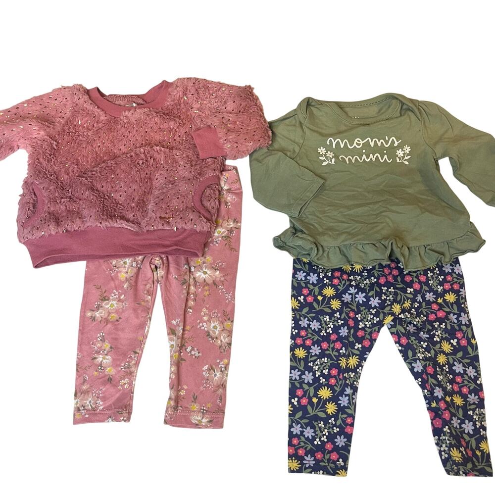 BUNDLE Baby Girl 3 - 6 months Long-Sleeve Outfits LOT of 2 Cat & Jack Tahari
